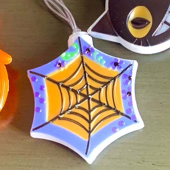 Vintage Retro Smiling Cat Ghost Pumpkin Web Halloween LED String Lights Lighting - Picture 4 of 6